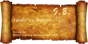 Ignácz Barna névjegykártya
